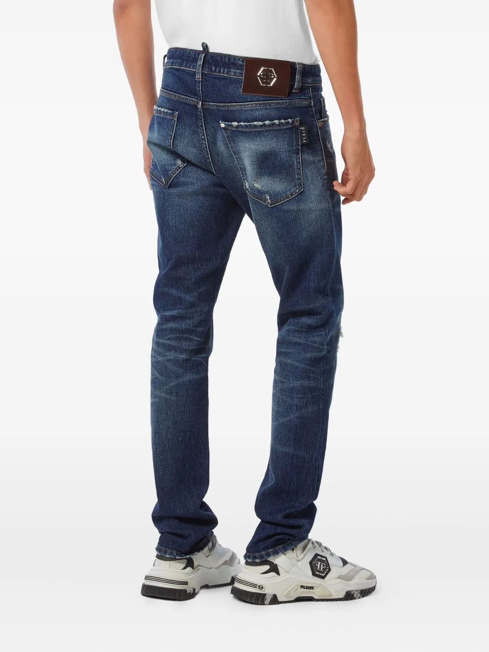 Philipp Plein Gerafelde jeans Blauw
