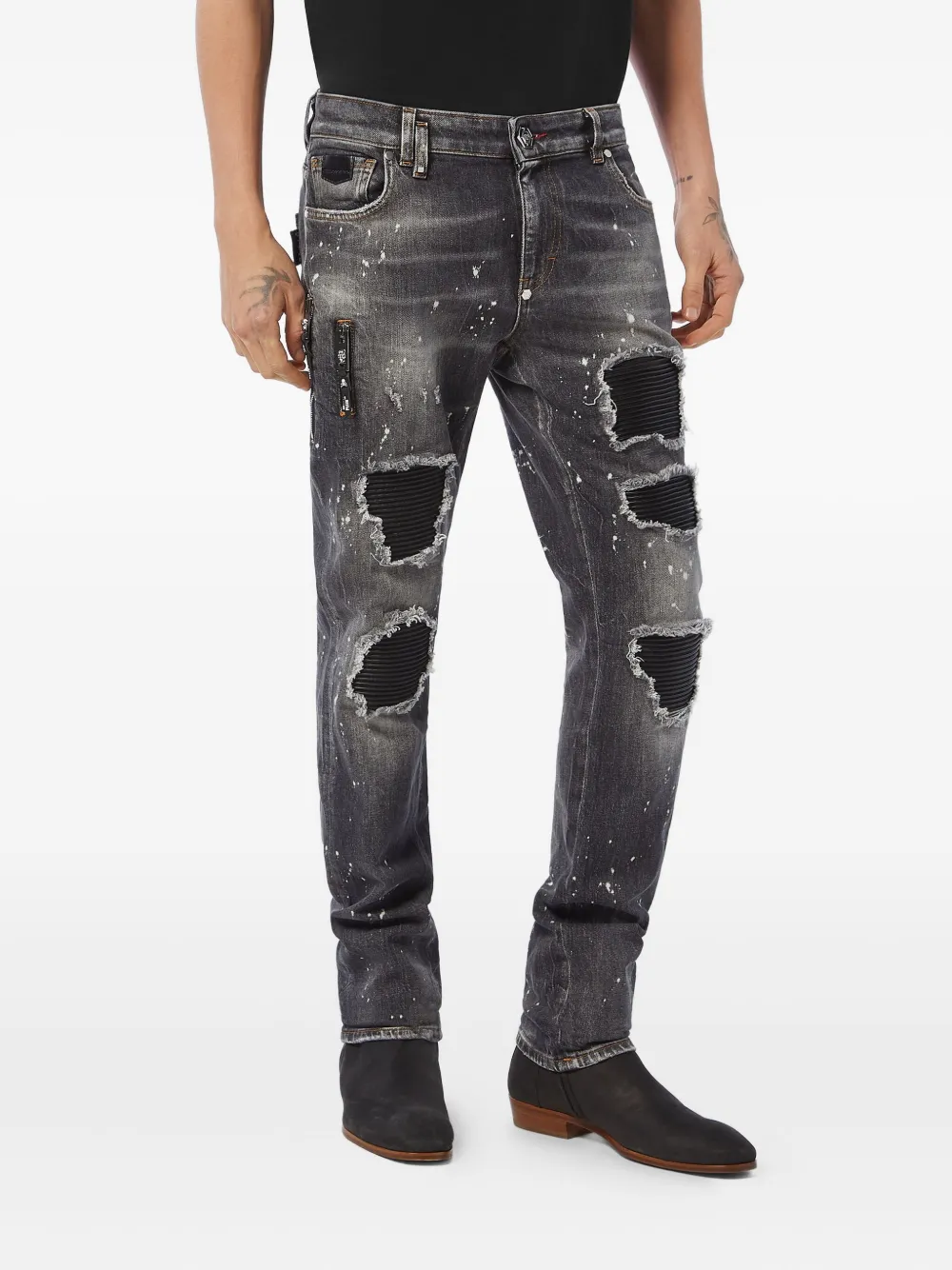 Philipp Plein Gerafelde jeans - Grijs