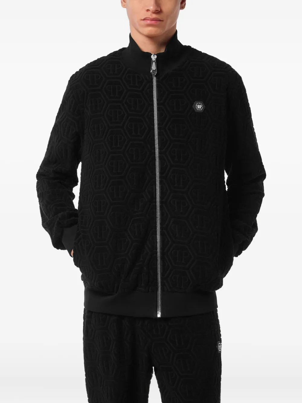 Philipp Plein Jack met rits en reliëf - Zwart