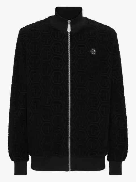 Philipp Plein chamarra con monograma en relieve y cierre