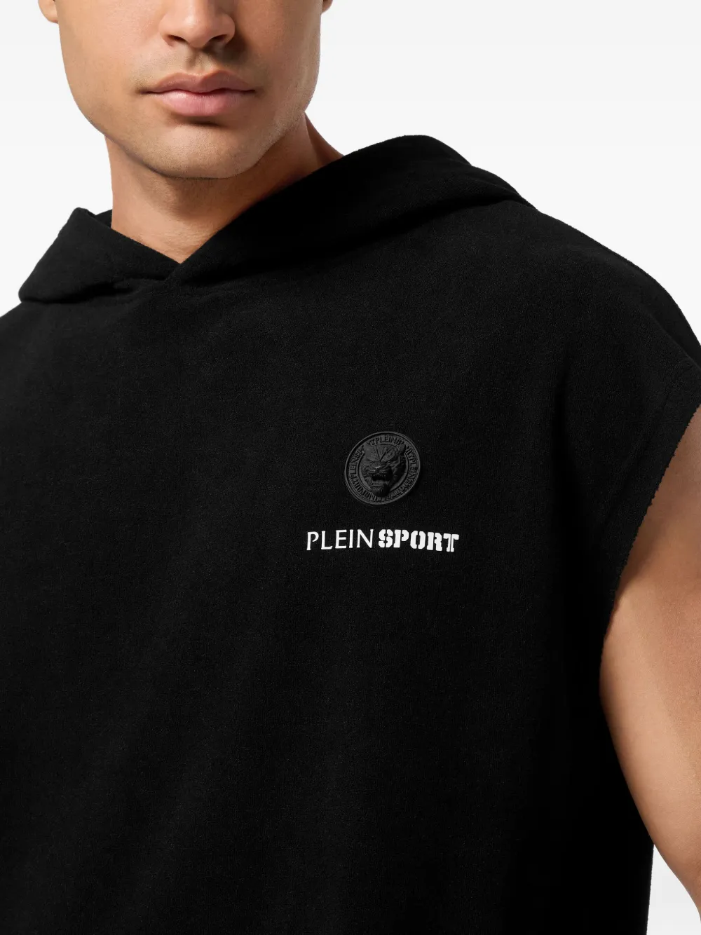 Plein Sport Mouwloze hoodie Zwart