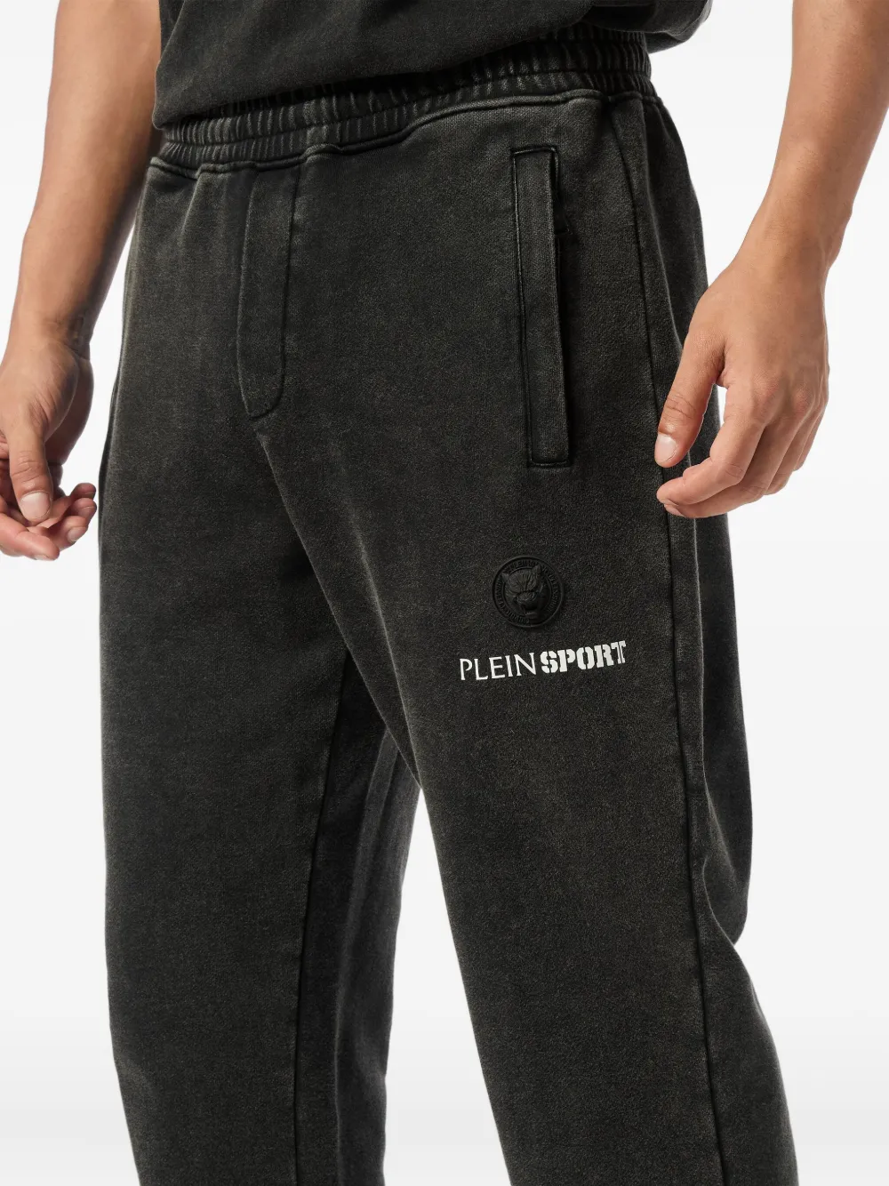 Plein Sport Cold-dye Logo-embroidered Track Pants In Black