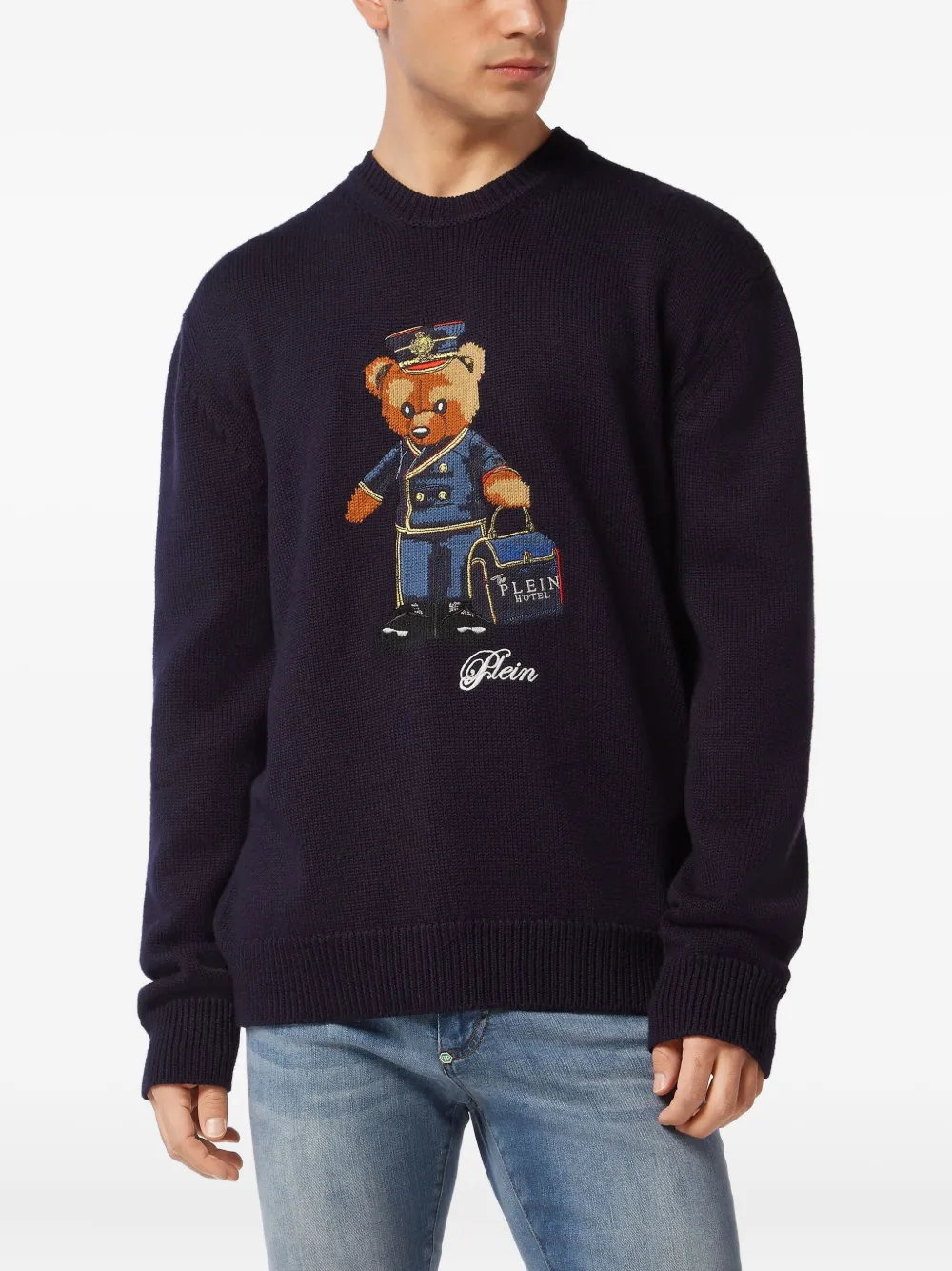 Philipp Plein Reception Teddy trui met geborduurde teddybeer - Blauw