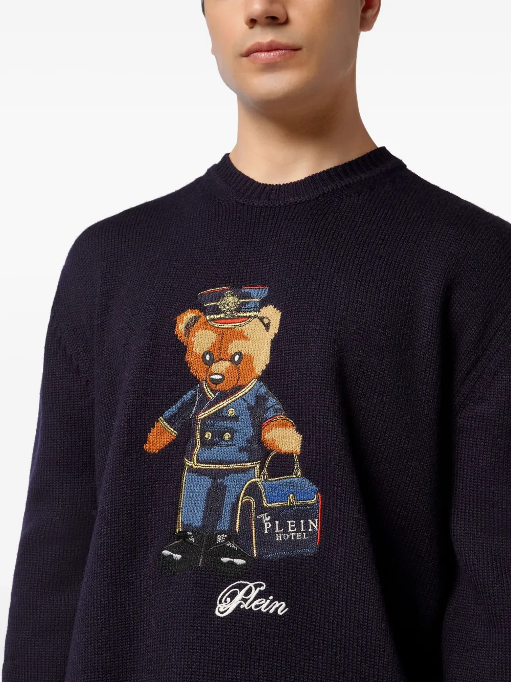 Philipp Plein Reception Teddy trui met geborduurde teddybeer Blauw