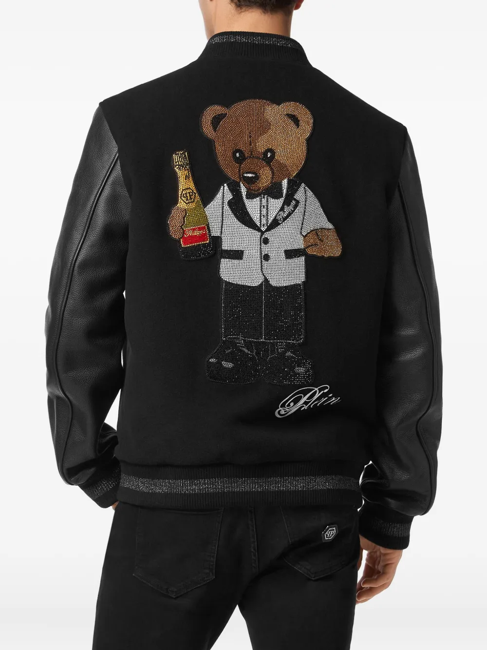 Philipp Plein Teddy Stones jack met teddybeerpatroon Zwart