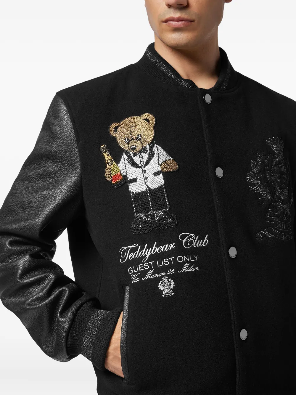 Philipp Plein Teddy Stones jack met teddybeerpatroon Zwart