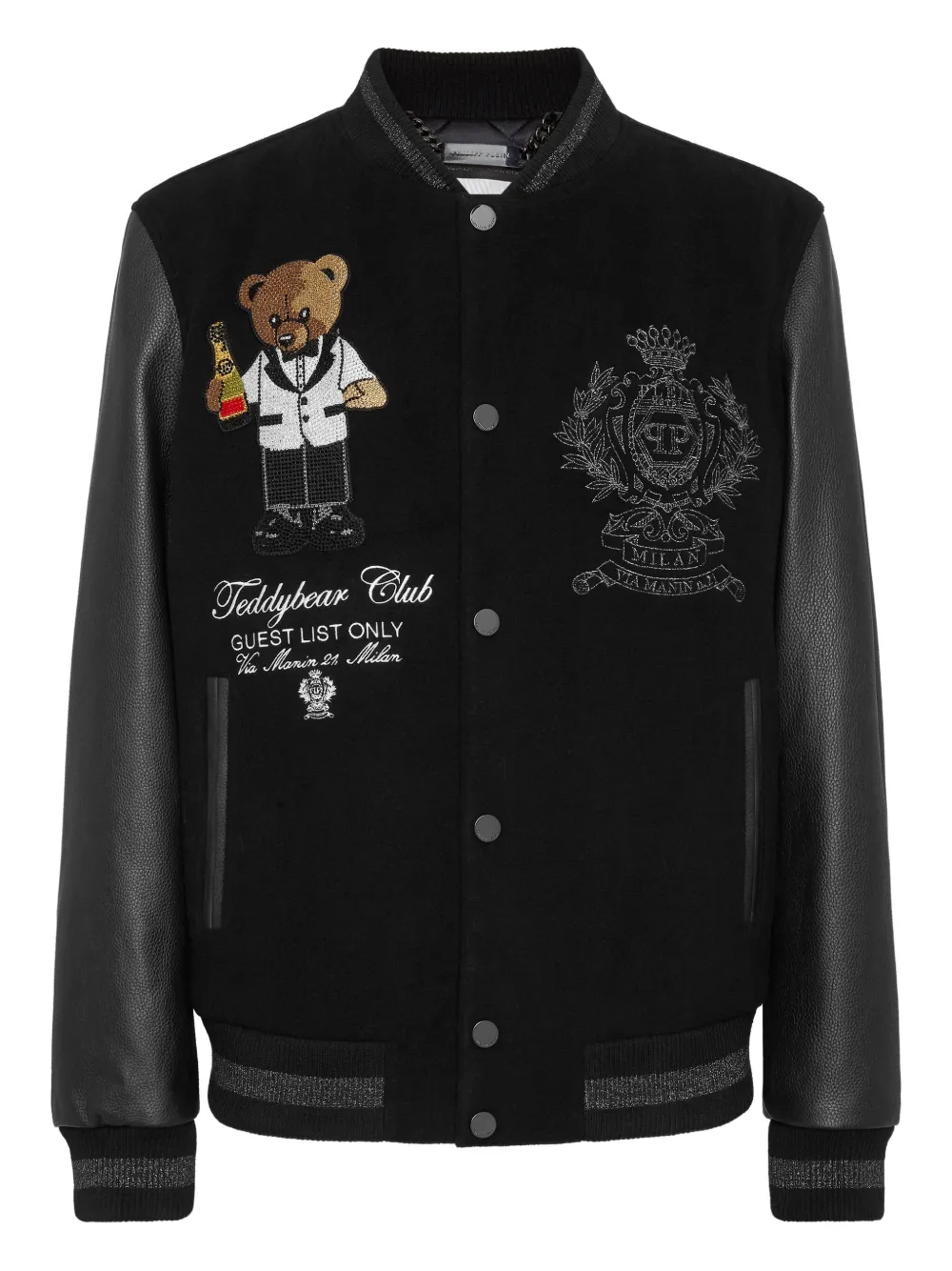 Philipp Plein Teddy Stones jack met teddybeerpatroon Zwart
