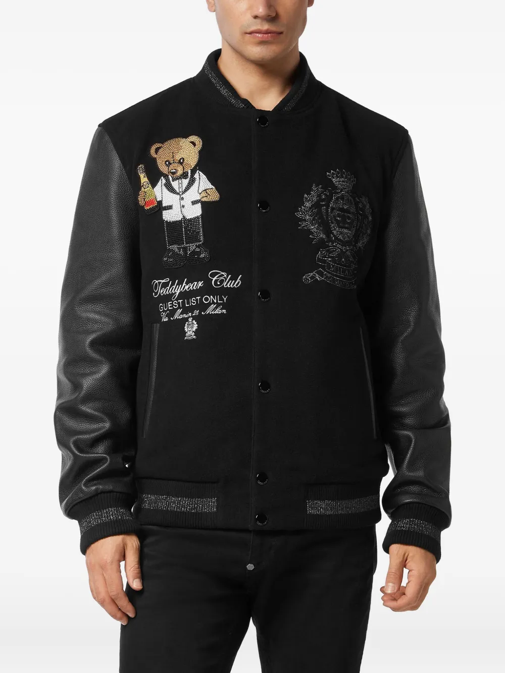 Philipp Plein Teddy Stones jack met teddybeerpatroon Zwart