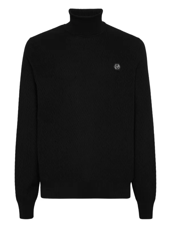 Philipp Plein Ribbed turtle-neck Sweater Black FARFETCH IN