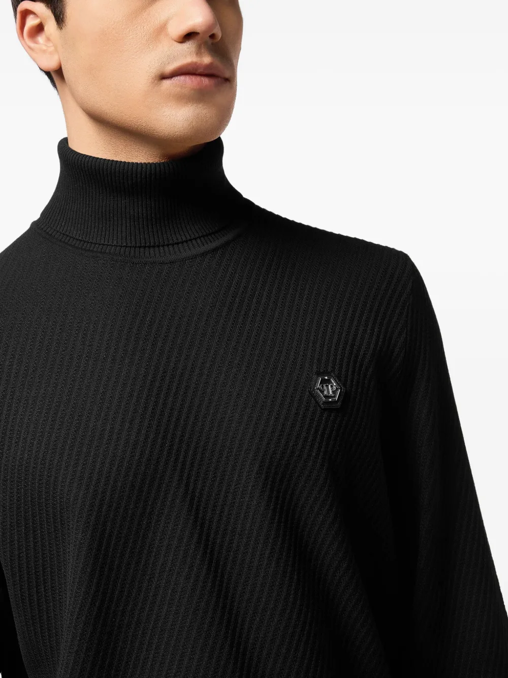 Philipp Plein Geribbelde coltrui Zwart