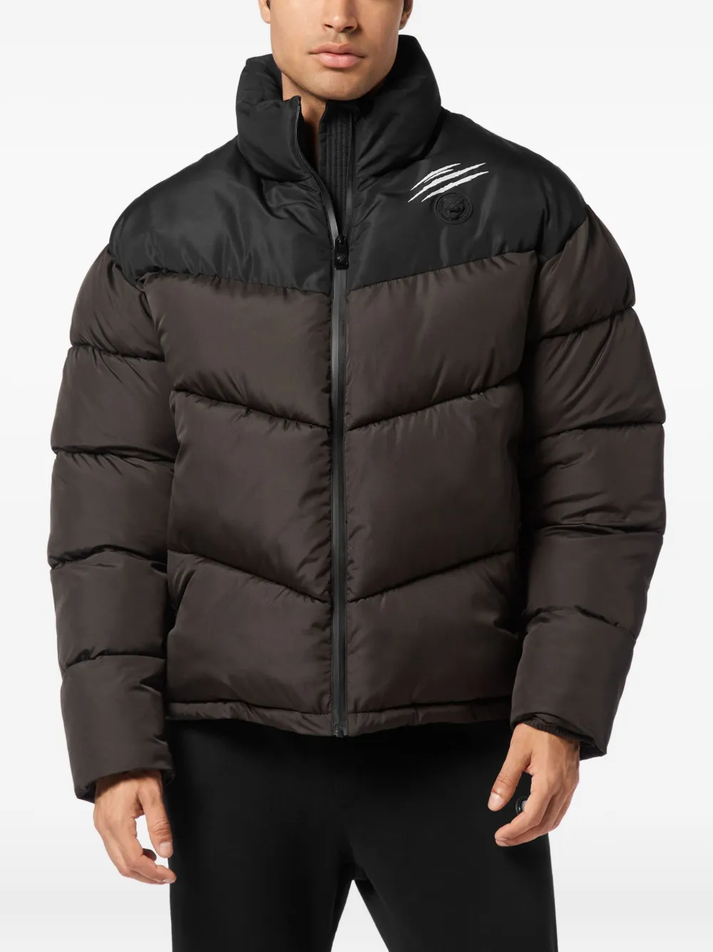 Plein Sport Gewatteerd jack met klauwprint Bruin
