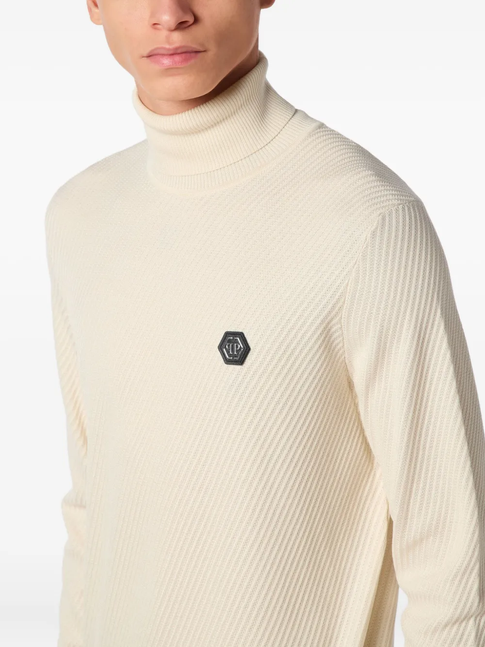 Philipp Plein Ribgebreide trui Wit