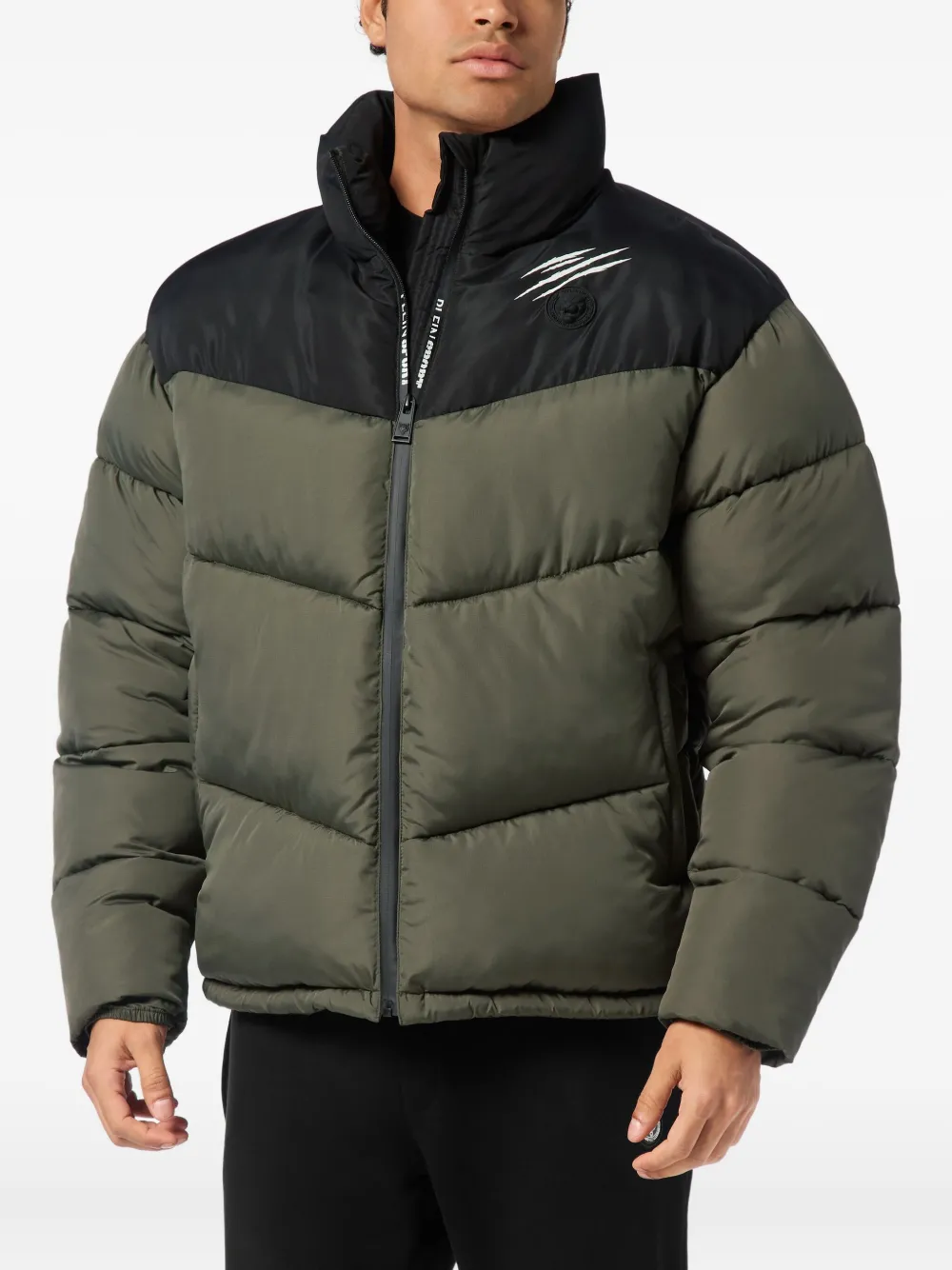Plein Sport Donsjack met logopatch 65 MILITARY