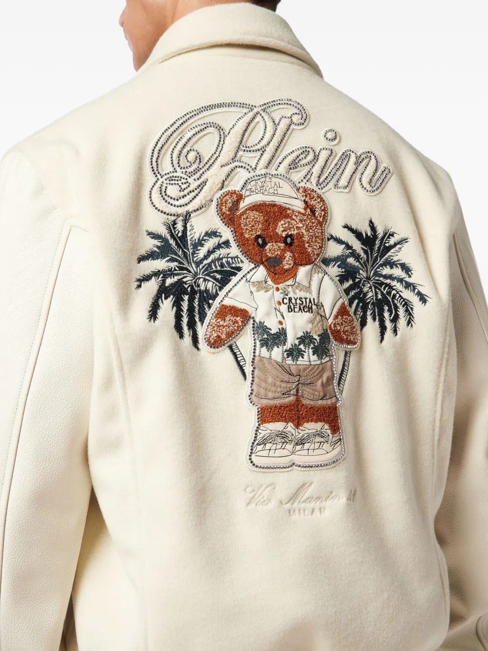 Philipp Plein Jack met geborduurde beer Beige
