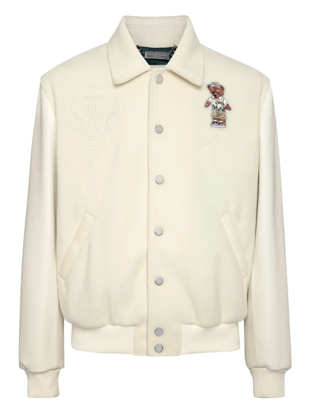 Philipp Plein Jack met geborduurde beer Beige