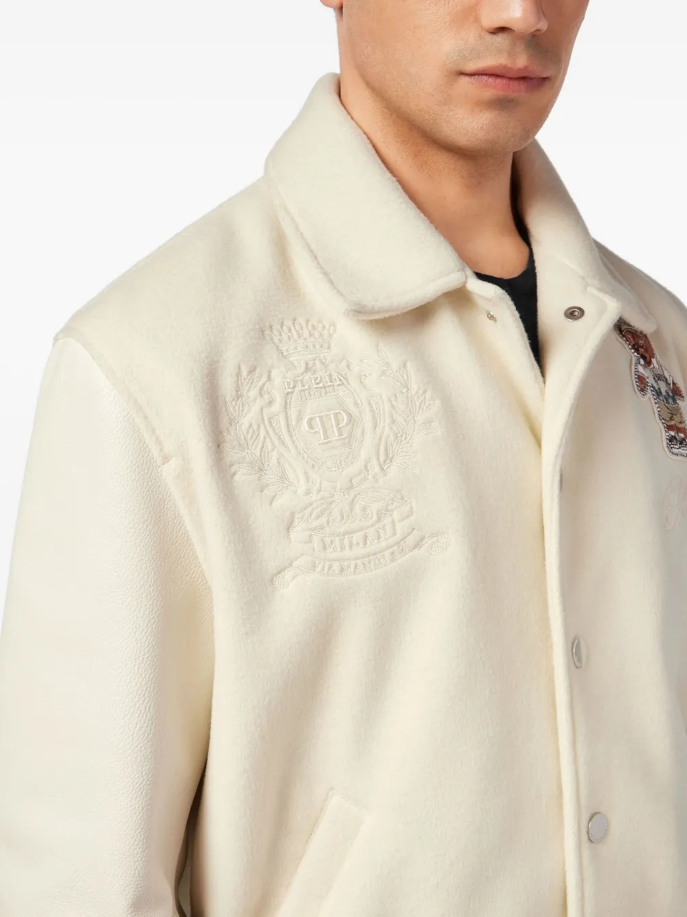 Philipp Plein Jack met geborduurde beer Beige