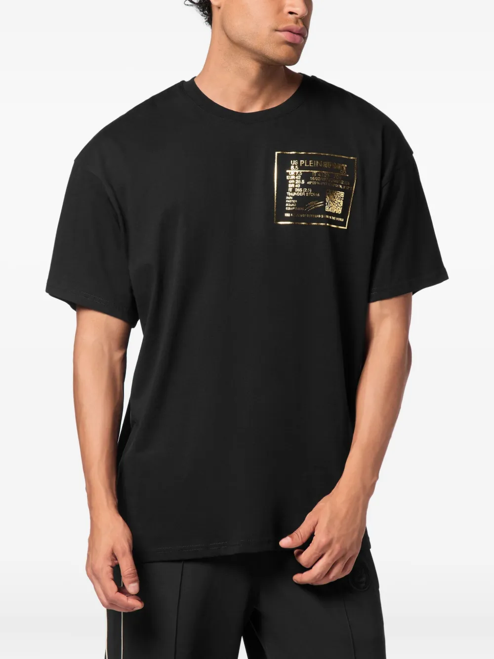 Plein Sport gold-detail cotton T-shirt - Zwart