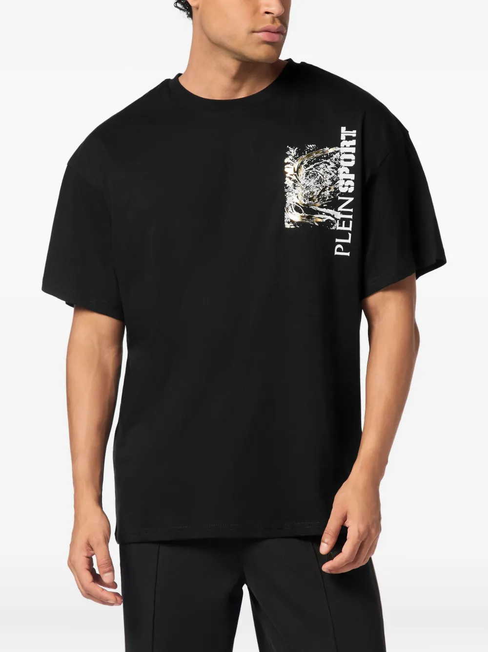 Plein Sport tiger-print cotton T-shirt - Zwart