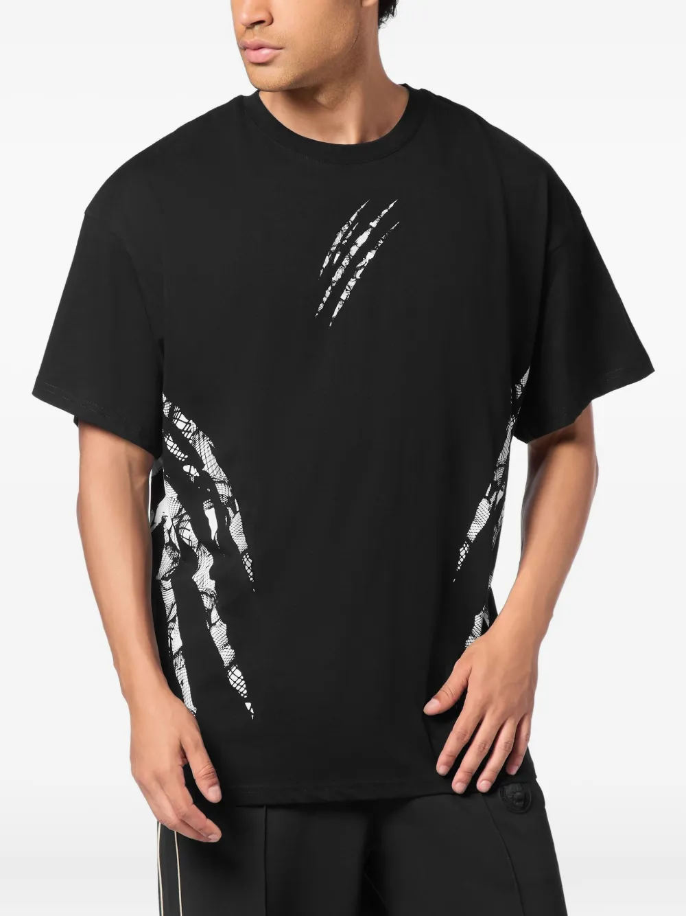 Plein Sport claw-print cotton T-shirt - Zwart