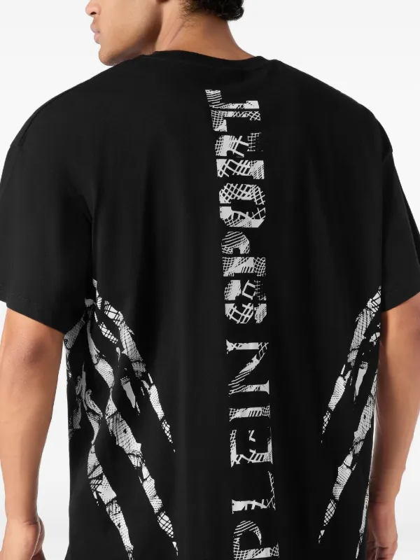 Plein Sport T-shirt In Cotone Con Stampa Graffio d'artiglio Nero - Main Image