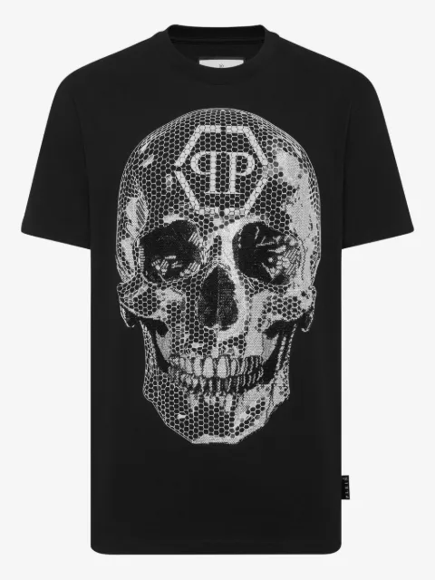 Philipp Plein T-shirt met stras en doodskop