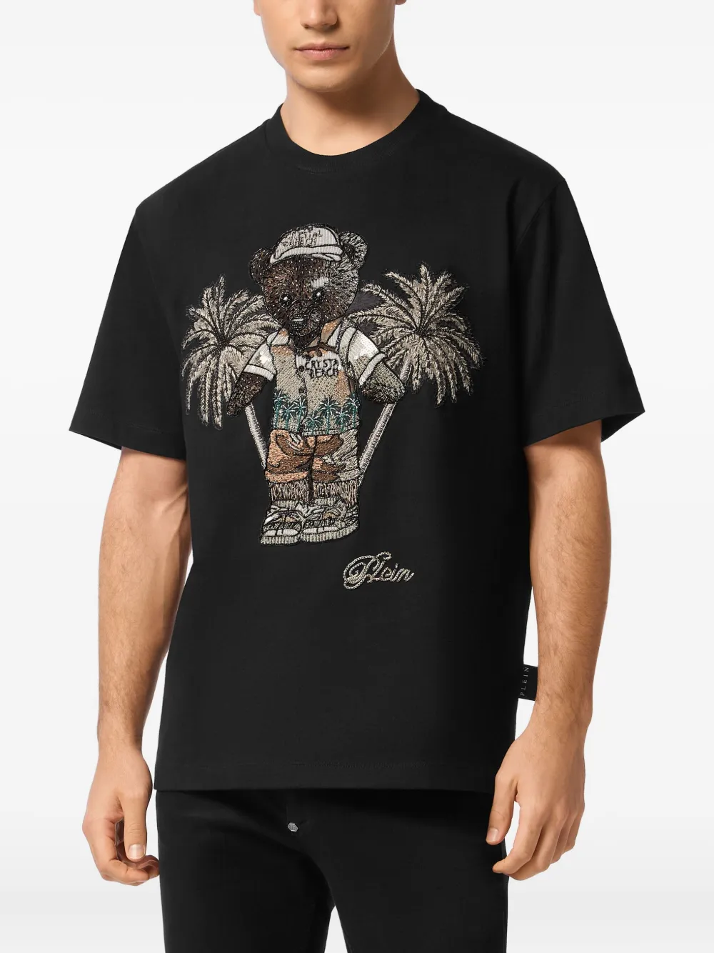 Philipp Plein T-shirt met teddybeer-borduurwerk - Zwart