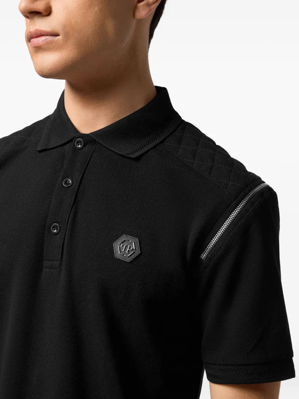 Philipp Plein Poloshirt met gewatteerde schouders Zwart