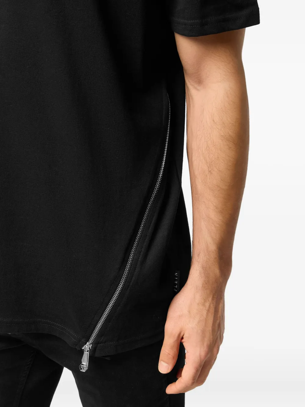 Philipp Plein T-shirt met ritsdetail en gewatteerde schouders Zwart
