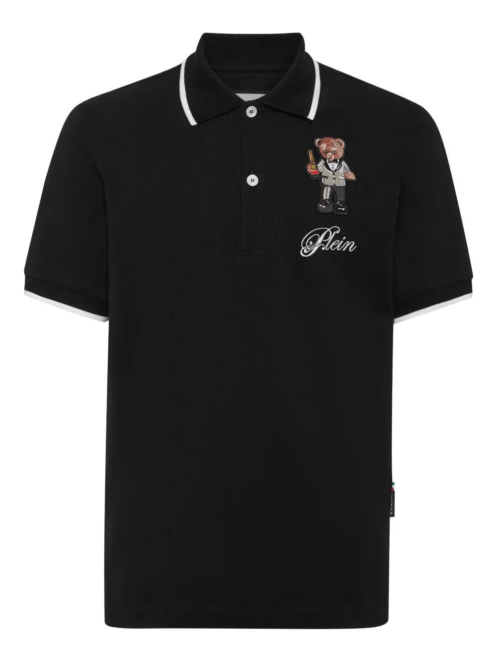 teddy bear-embroidered polo shirt