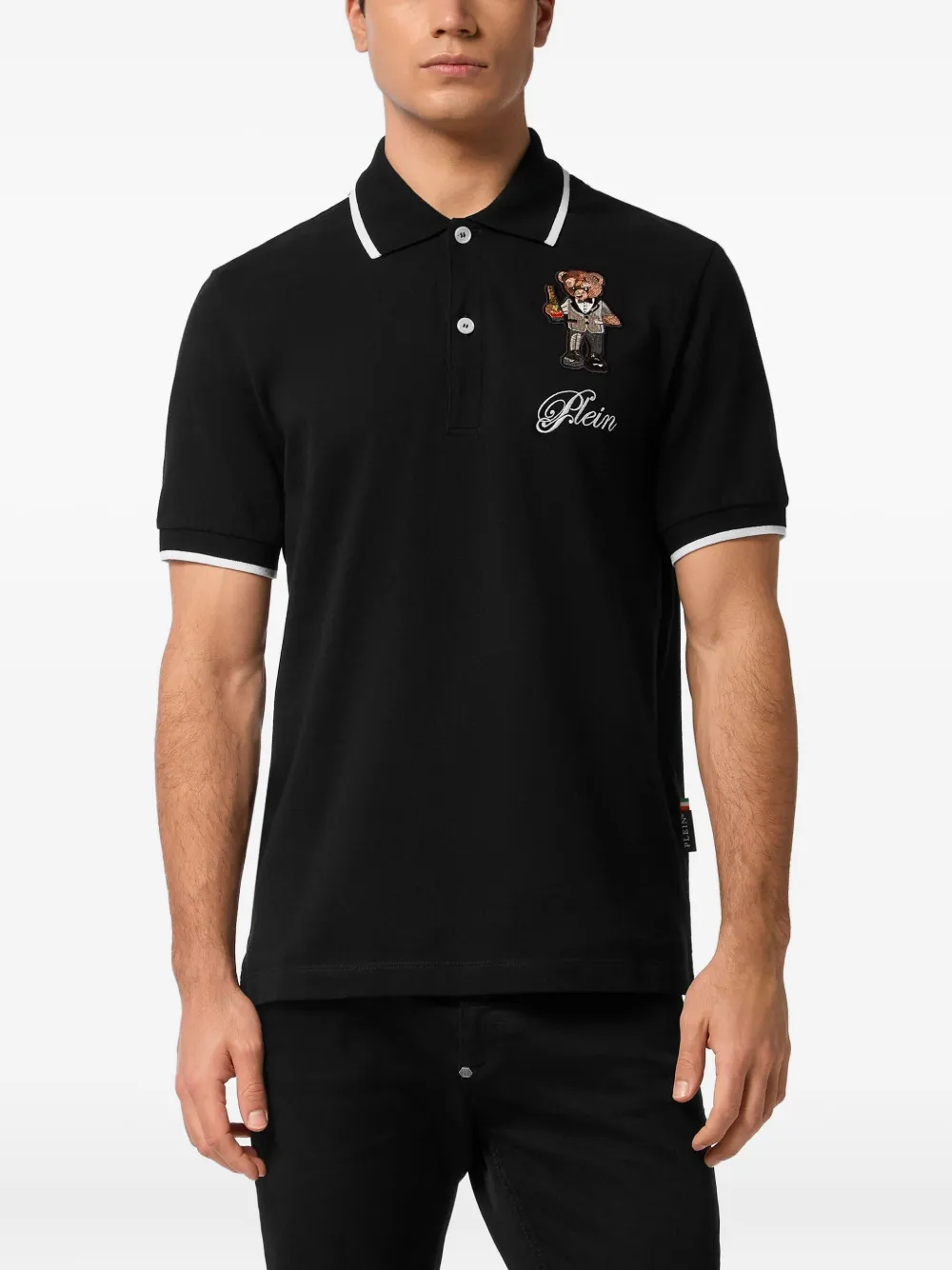 Philipp Plein Poloshirt met teddybeer-borduurwerk - Zwart