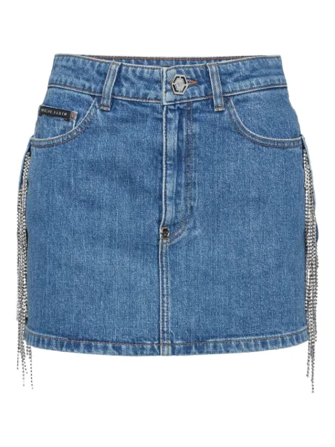Philipp Plein crystal-embellished denim mini skirt