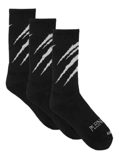 Plein Sport scratch-detail socks (pack of three)