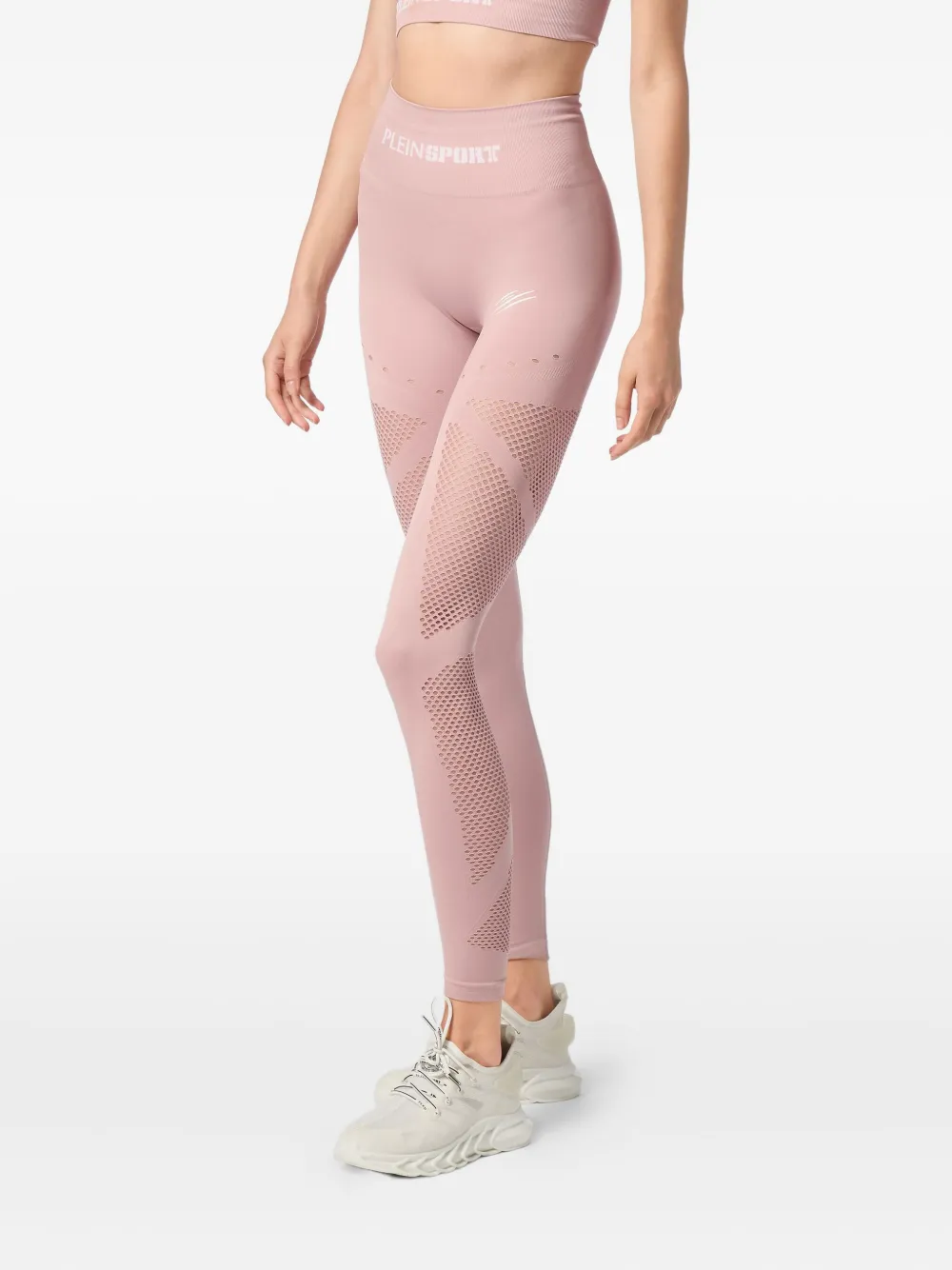 Plein Sport Seamless Mesh-insert Leggings In Pink
