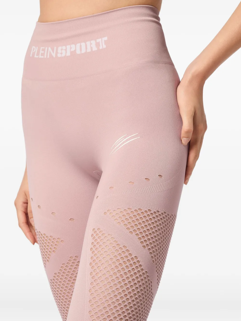 Plein Sport Seamless Mesh-insert Leggings In Pink