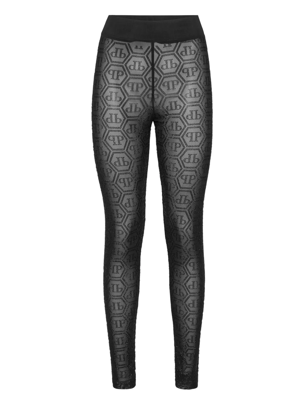 Philipp Plein Monogram Strass Leggings In Black