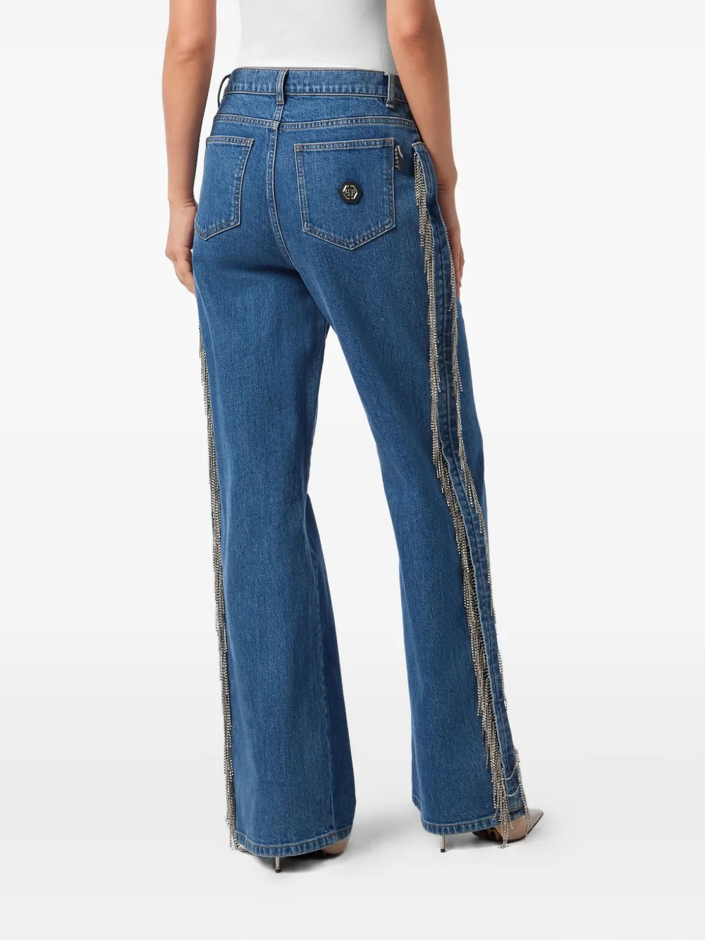 Philipp Plein Skater Fit Crystal jeans Blauw