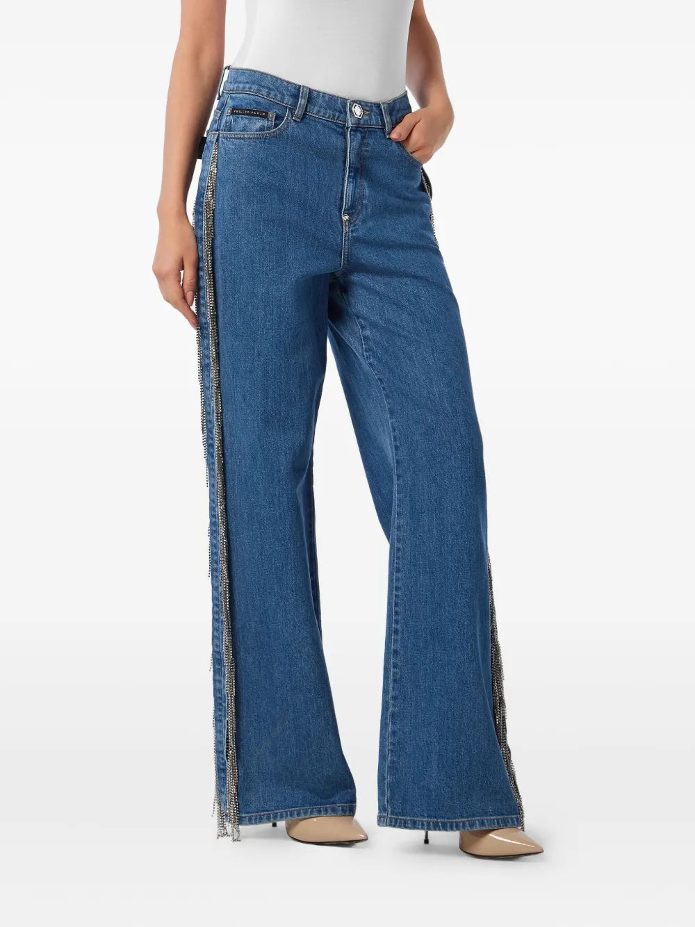 Philipp Plein Skater Fit Crystal jeans Blauw