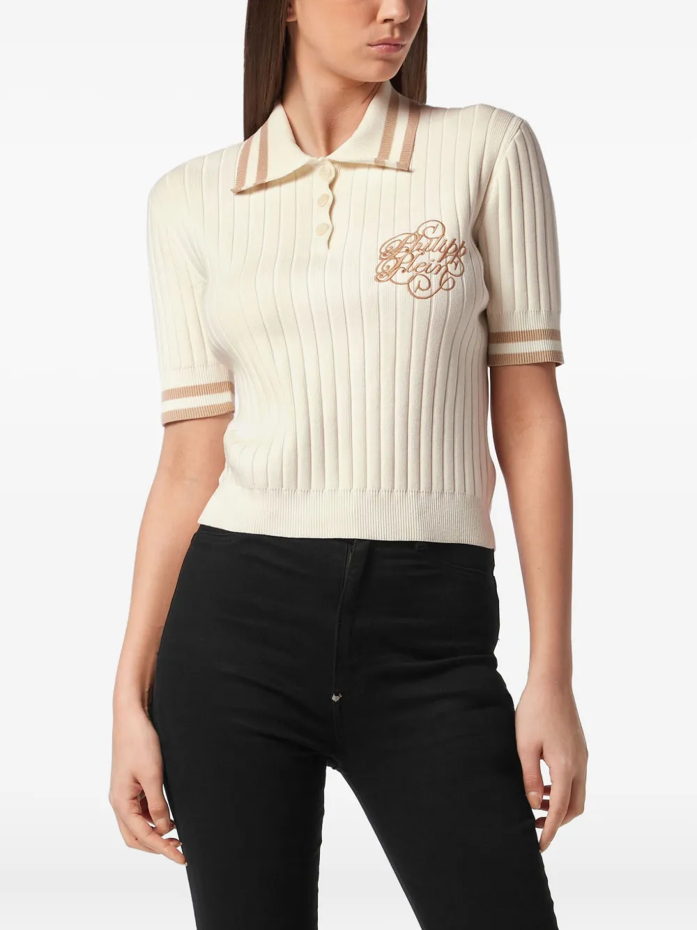 Philipp Plein Polotop met geborduurd logo - Wit