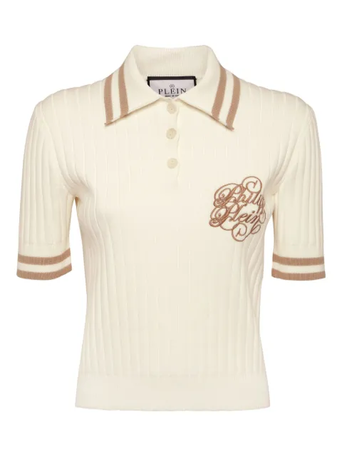 Philipp Plein logo-embroidered polo top