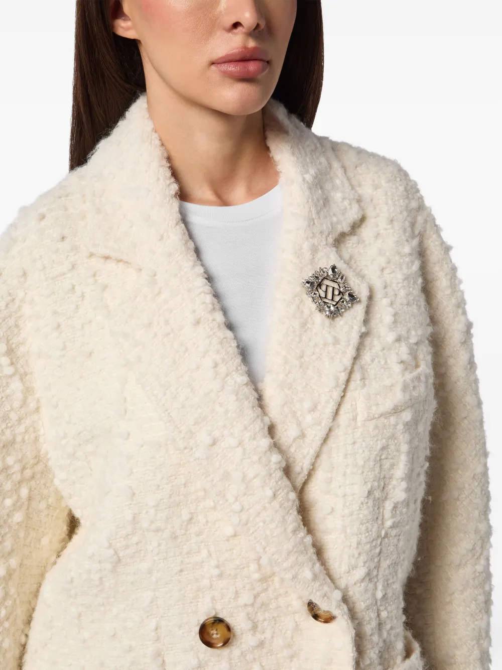 Philipp Plein Jas met dubbele rij knopen Beige