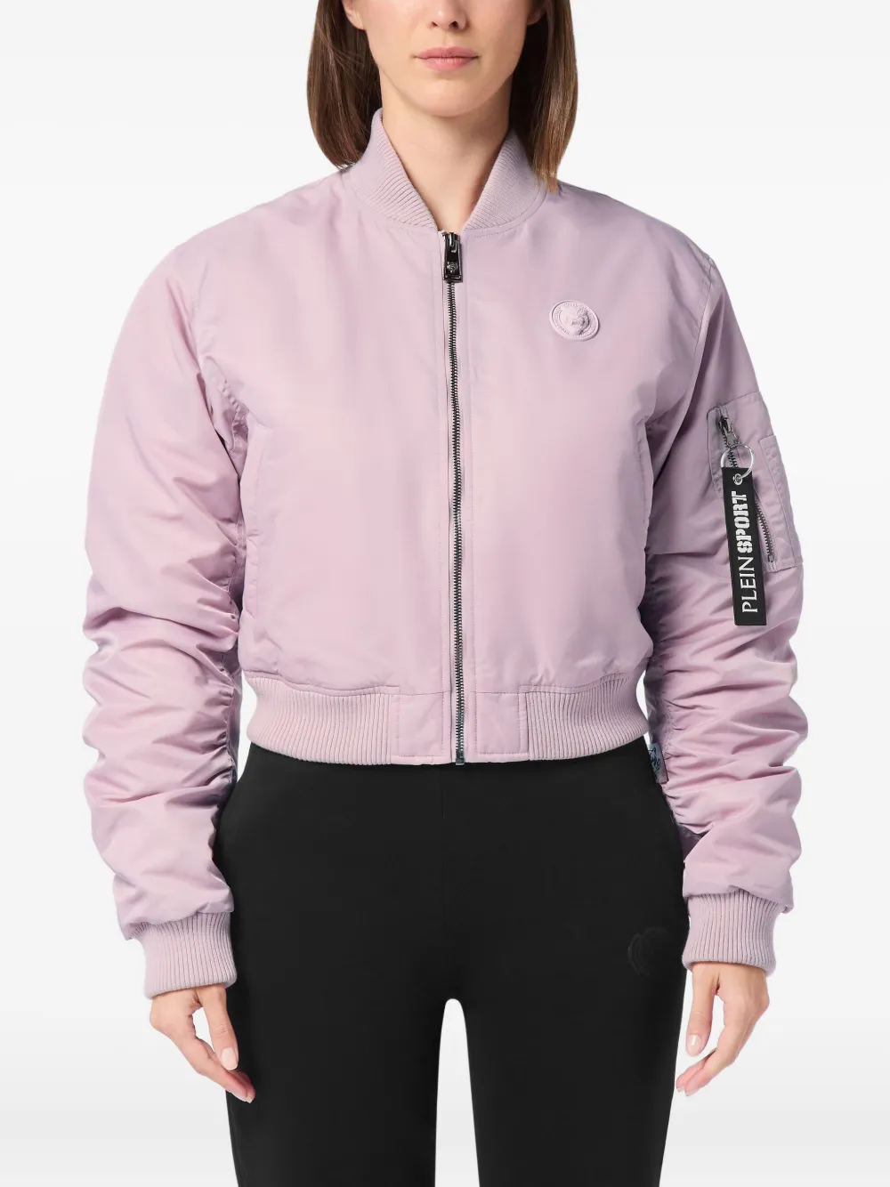 Plein Sport Icon-detail Zip-up Bomber Jacket In Pink