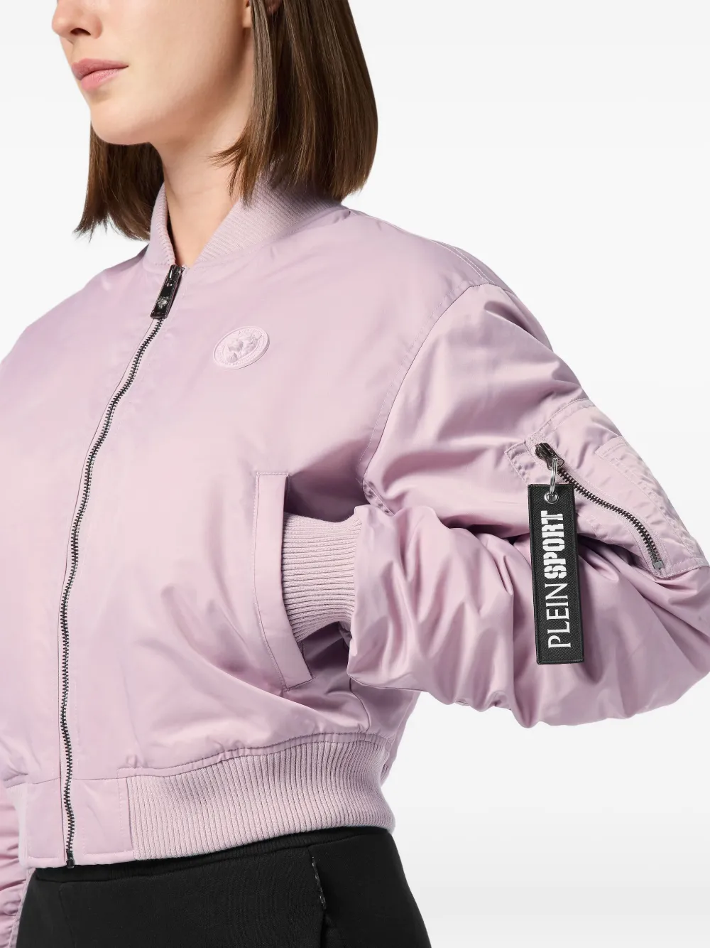 Plein Sport Icon-detail Zip-up Bomber Jacket In Pink