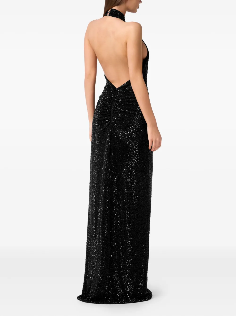 Philipp Plein Maxi-jurk met open rug Zwart