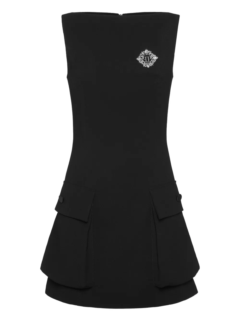 Philipp Plein Mini-jurk verfraaid met logo Zwart