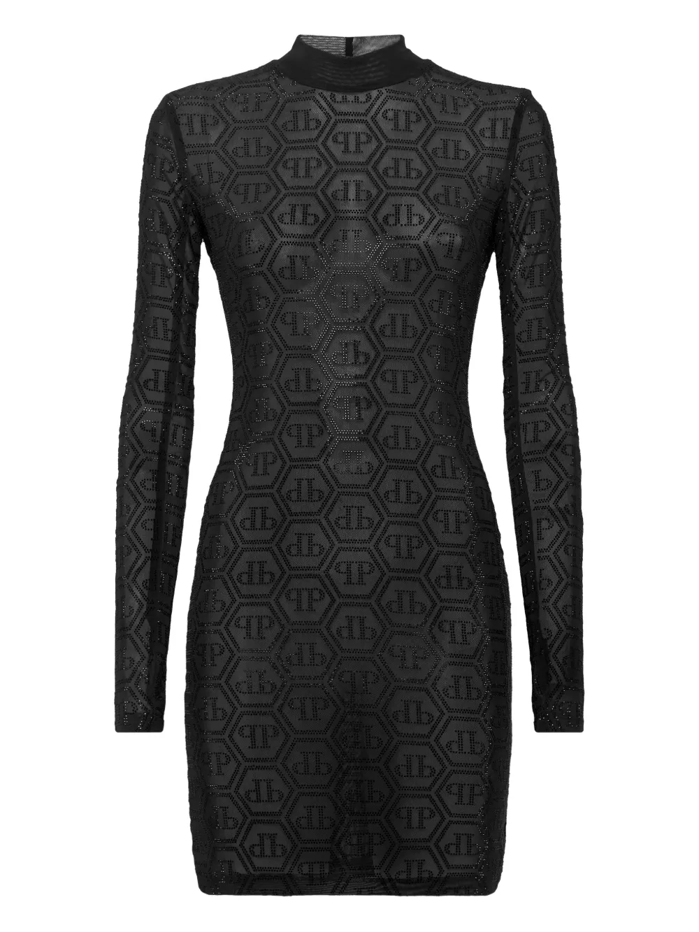Philipp Plein Tulen mini-jurk met monogram en stras Zwart