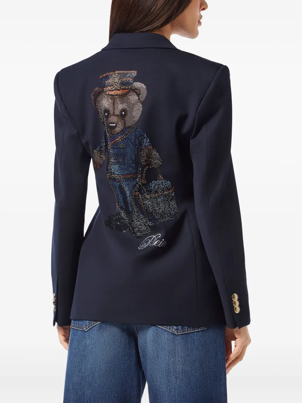Philipp Plein Marine dubbele rij knopen blazer Blauw