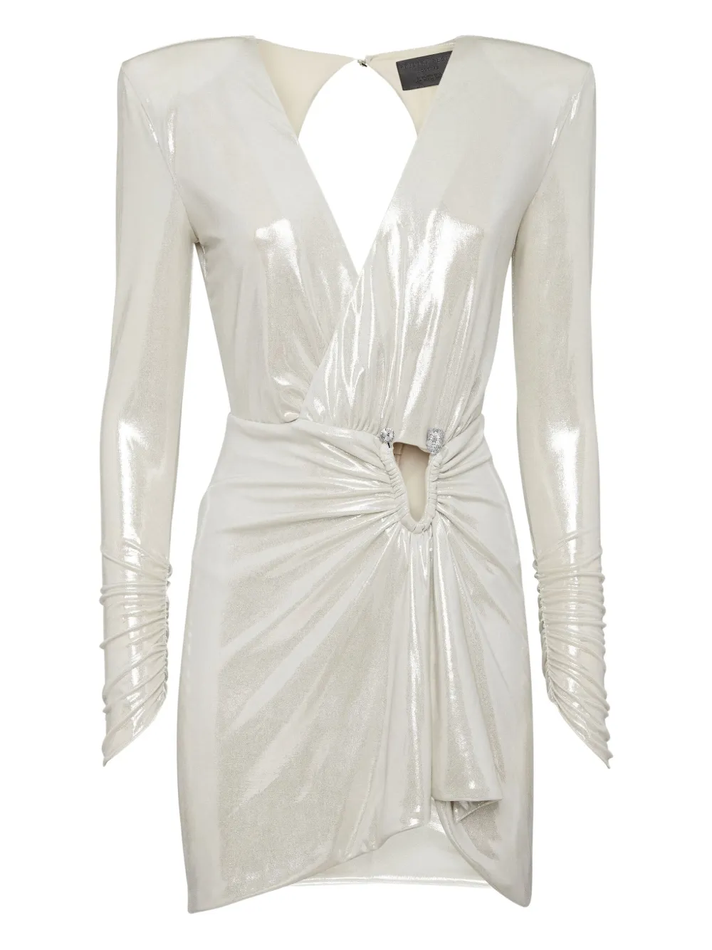 Philipp Plein Skull-detail Draped Mini Dress In Gray