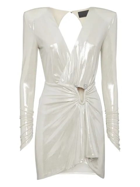 Philipp Plein kort draperet kjole med dødningehoveddetalje