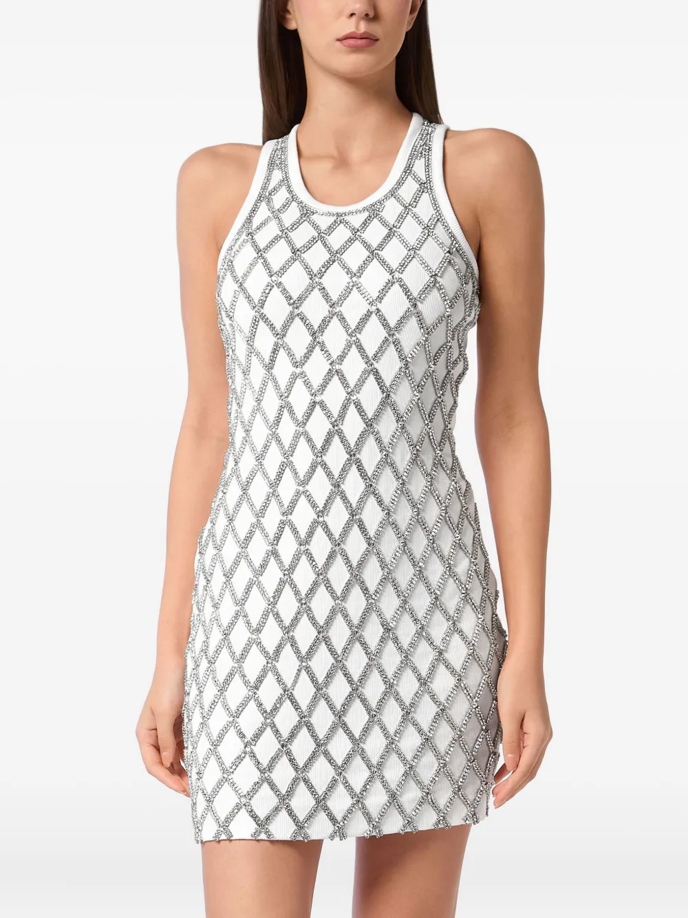 Philipp Plein Crystral Net mini-jurk - Wit