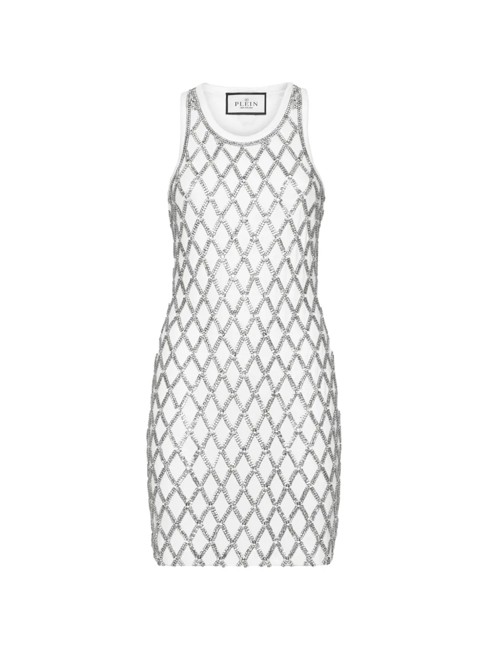 Philipp Plein Abito corto Crystal Net - Bianco